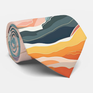 Cozy Autumn Colours Abstract Digital Art Tie