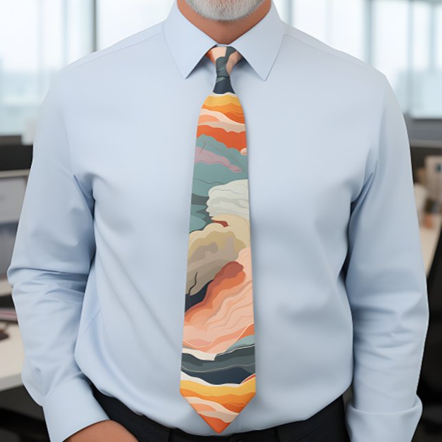 Cozy Autumn Colours Abstract Digital Art Tie (Creator Uploaded)