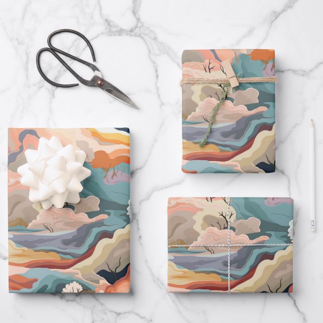 Cozy Autumn Colours Abstract Digital Art Wrapping Paper Sheet (Front)