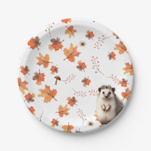 Cozy Autumn Delights - Hedgehog & Fall Foliage Paper Plate