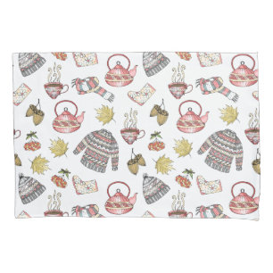 Cozy Autumn Elements Pattern Pillow Case Set