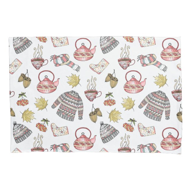 Cozy Autumn Elements Pattern Pillow Case Set (Front-Left)