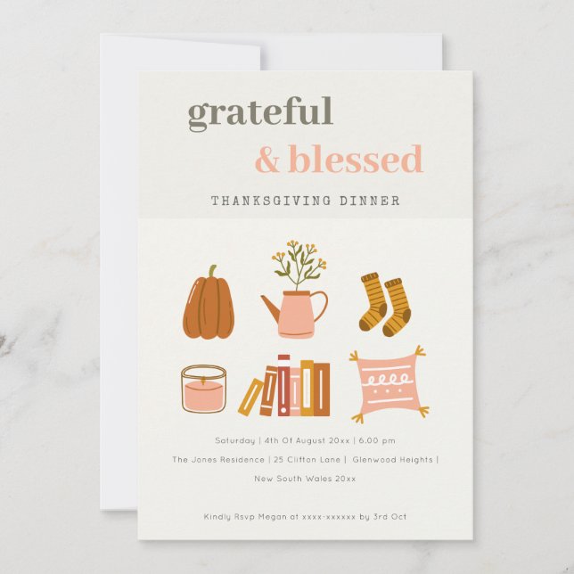 Cozy Autumn Essential Thanksgivings Dinner Invite (Front)