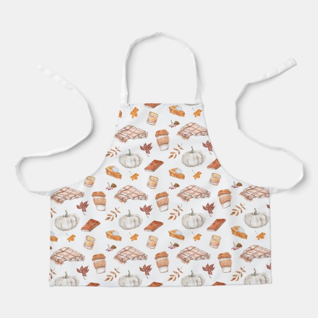 Cozy Autumn Essentials Watercolor Pattern Apron (Front)