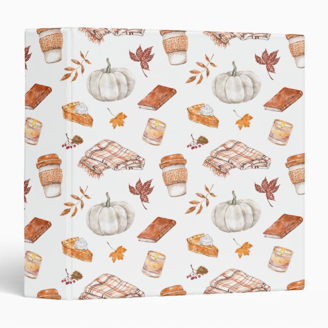 Cozy Autumn Essentials Watercolor Pattern Binder (Front/Spine)