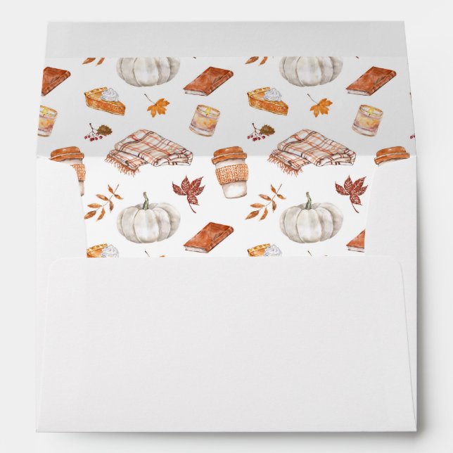 Cozy Autumn Essentials Watercolor Pattern Envelope (Back (Bottom))