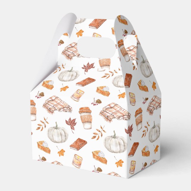Cozy Autumn Essentials Watercolor Pattern Favor Box (Front Side)