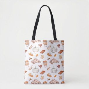 Cozy Autumn Essentials Watercolor Pattern Tote Bag