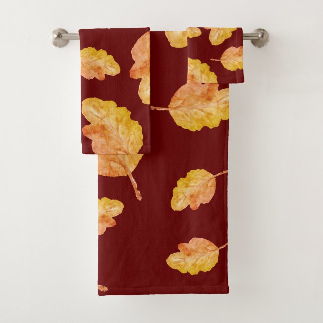 Cozy Autumn Fall Leaves Bath Towel Set (Insitu)