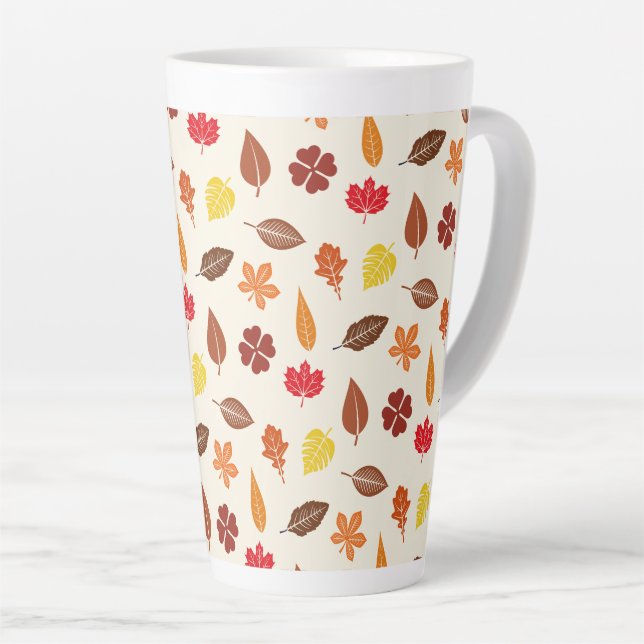 Cozy Autumn Fall Leaves Latte Mug (Right Angle)