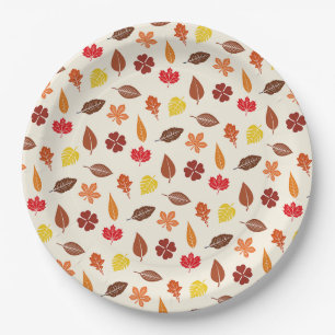 Cozy Autumn Fall Leaves Paper Plate