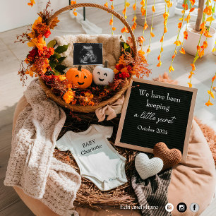 Cozy autumn Fall Pregnancy Announcement Digital