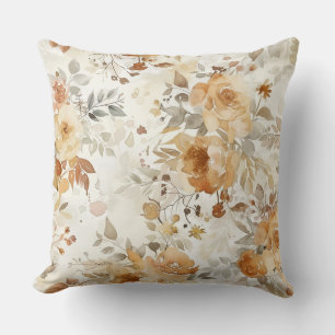 Cozy Autumn Floral Botanical Print Throw Pillow