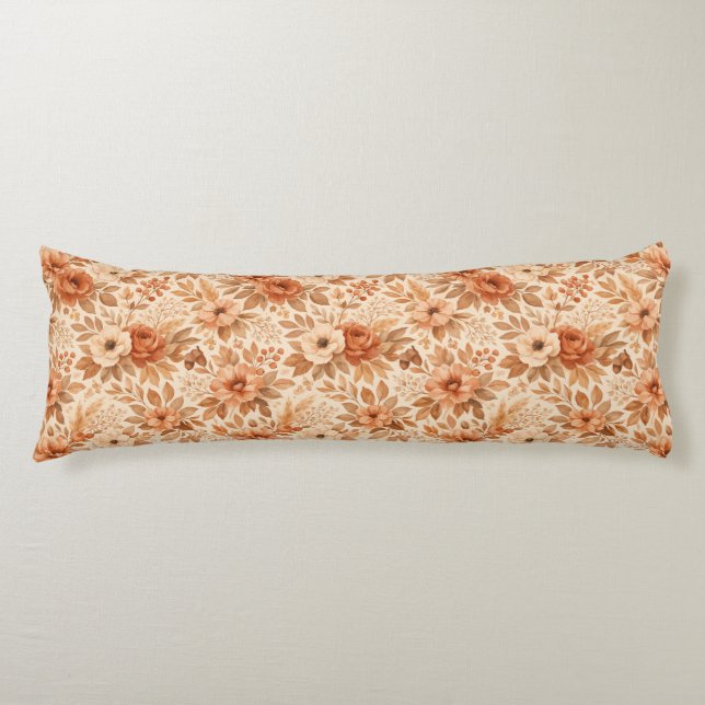 Cozy Autumn Floral Pattern Body Pillow (Front)