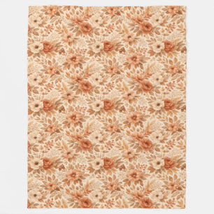 Cozy Autumn Floral Pattern Fleece Blanket