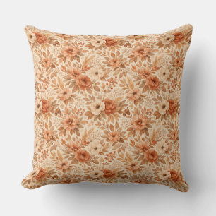 Cozy Autumn Floral Pattern Throw Pillow