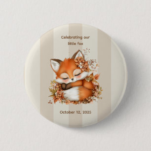 Cozy Autumn Fox Baby Shower Cozy Woodland Party 2 Inch Round Button