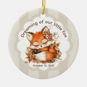 Cozy Autumn Fox Baby Shower Cozy Woodland Party Ceramic Ornament