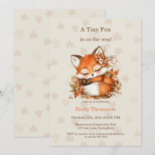 Cozy Autumn Fox Baby Shower Cozy Woodland Party Invitation