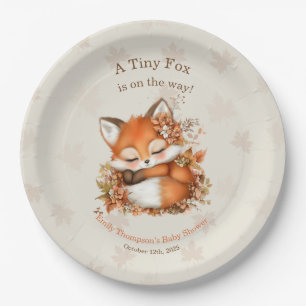 Cozy Autumn Fox Baby Shower Cozy Woodland Party Paper Plate