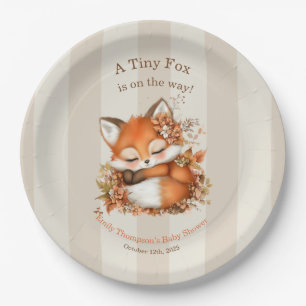 Cozy Autumn Fox Baby Shower Cozy Woodland Party Paper Plate