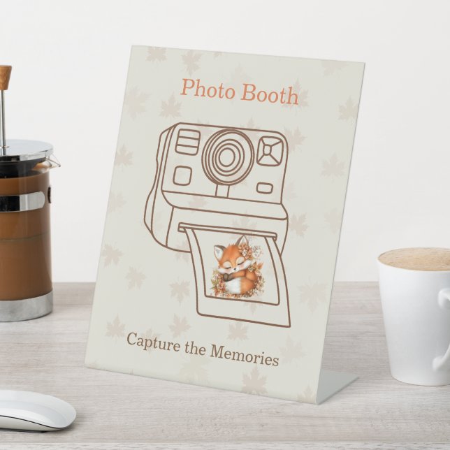 Cozy Autumn Fox Baby Shower Cozy Woodland Party Pedestal Sign (In SItu)