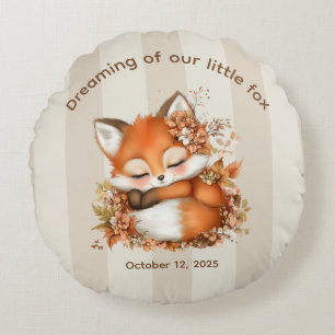 Cozy Autumn Fox Baby Shower Cozy Woodland Party Round Pillow