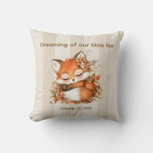 Cozy Autumn Fox Baby Shower Cozy Woodland Party Throw Pillow