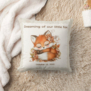 Cozy Autumn Fox Baby Shower Cozy Woodland Party Throw Pillow