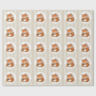 Cozy Autumn Fox Baby Shower Cozy Woodland Party Wrapping Paper