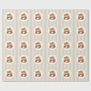 Cozy Autumn Fox Baby Shower Cozy Woodland Party Wrapping Paper