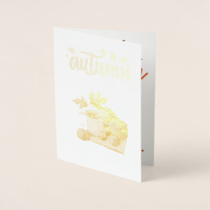 Cozy Autumn Fox Reading Foil Invitation Card