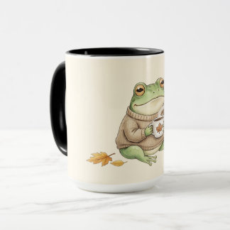 Cozy Autumn Frog Kawaii Pumpkin Spice Latte Mug