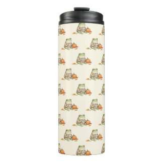 Cozy Autumn Frog Kawaii Pumpkin Spice Latte Thermal Tumbler