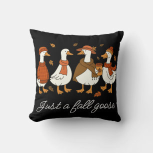 Cozy Autumn Geese – Fall Season Animal Illustratio Throw Pillow