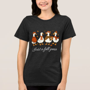 Cozy Autumn Geese – Fall Season Animal Illustratio Tri-Blend Shirt