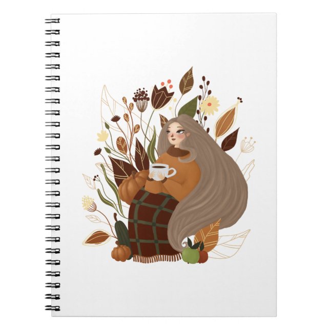 Cozy Autumn Girl Notebook (Front)