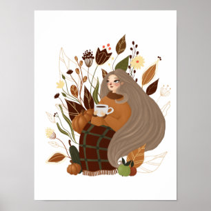 Cozy Autumn Girl Poster