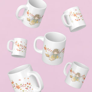 Cozy Autumn Girl with Tea Large Coffee Mug