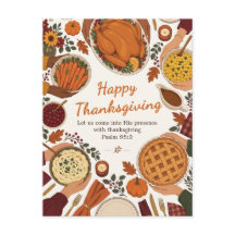 Cozy Autumn Harvest Feast Thanksgiving Postcard