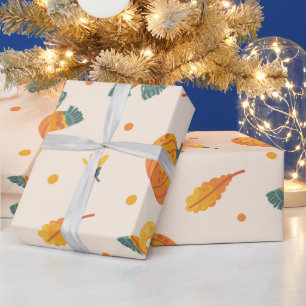 Cozy Autumn Harvest Gift Wrap - Pumpkins, Plaid