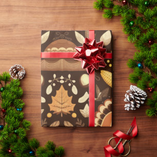 Cozy Autumn Harvest Pattern   Thanksgiving Pumpkin Wrapping Paper