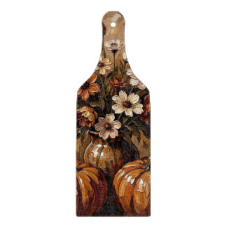 Cozy Autumn Harvest Pumpkins and Flowers Cutting Board