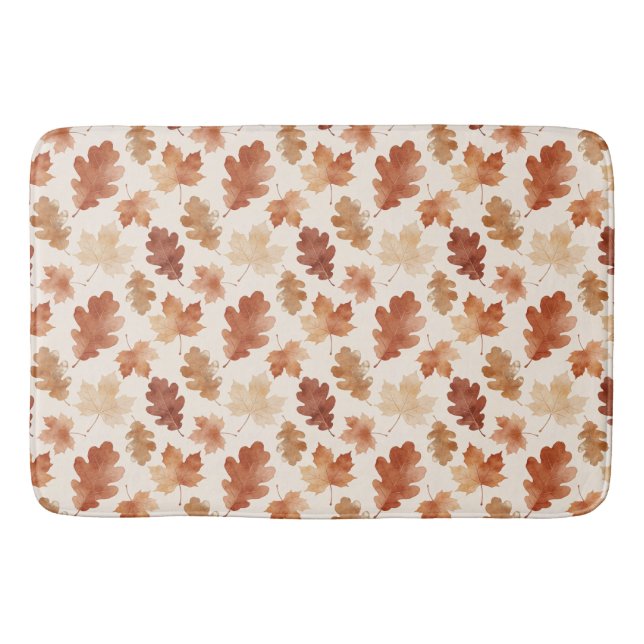 Cozy Autumn Leaf Pattern Bath Mat (Front)