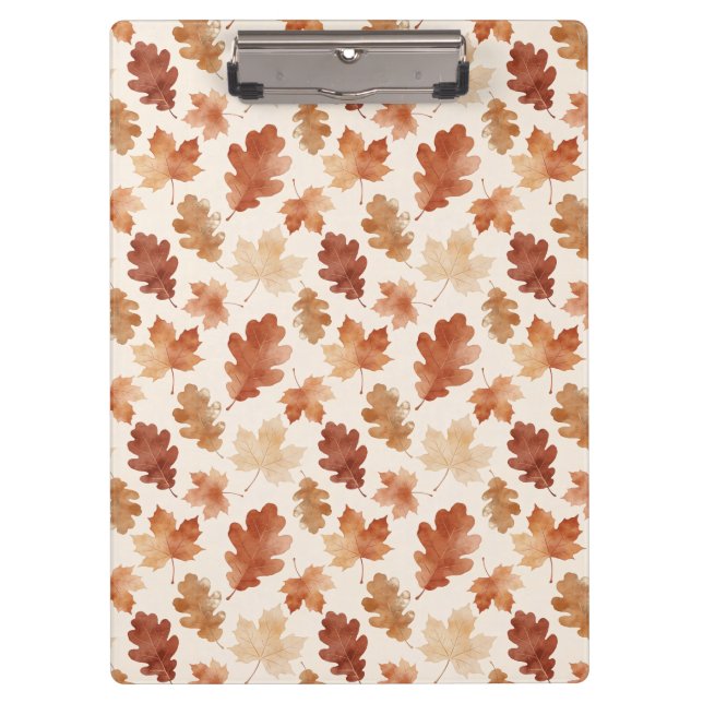 Cozy Autumn Leaf Pattern Clipboard (Front)