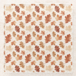 Cozy Autumn Leaf Pattern Glass Coaster