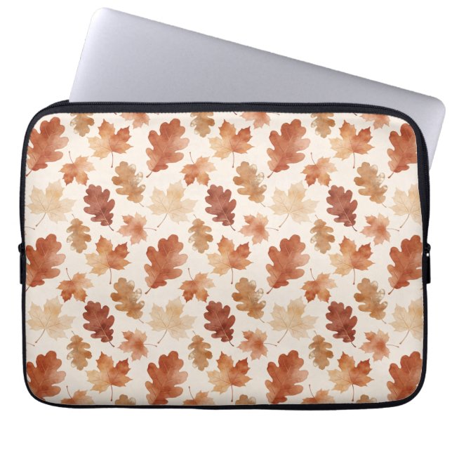 Cozy Autumn Leaf Pattern Laptop Sleeve (Front)