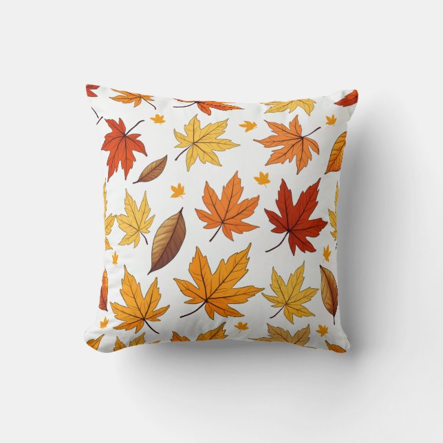 Cozy Autumn Leaf Pattern Pillow (Front)