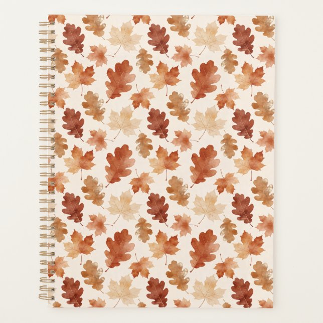 Cozy Autumn Leaf Pattern Planner (Front)