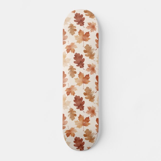 Cozy Autumn Leaf Pattern Skateboard (Front)